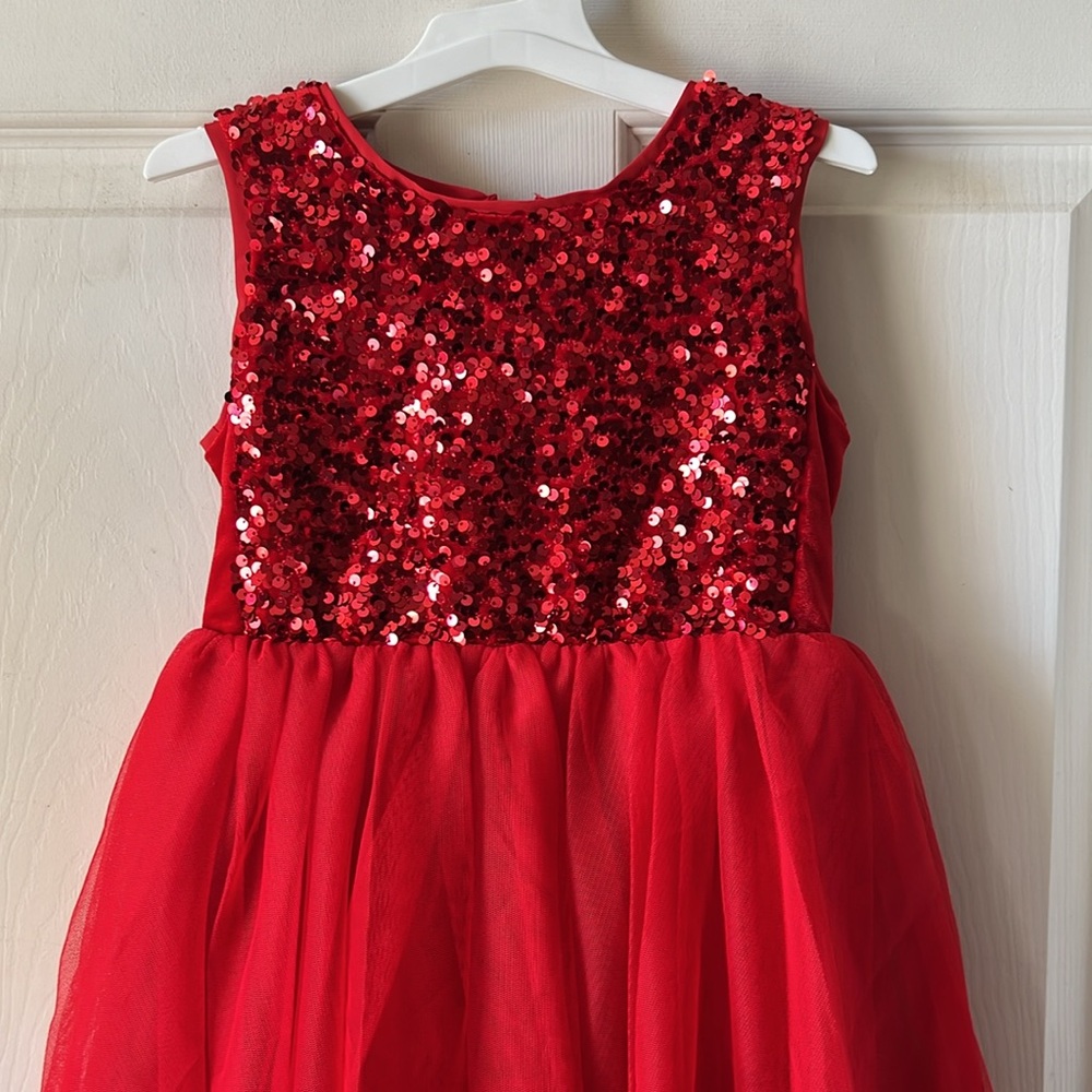 NWT Cat & Jack Girls Red Sequined dress Sz XS 4/5. - Picture 2 of 8